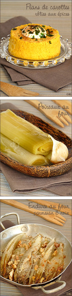 flan de carottes, poireaux et endives au four