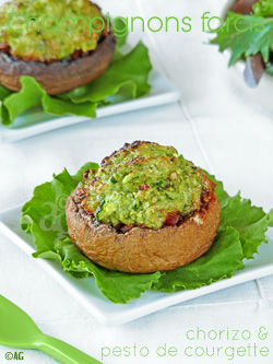 champignons farcis au chorizo et courgette