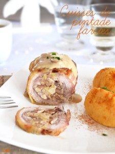 Cuisses de pintade farcies aux marrons, pommes & noix
