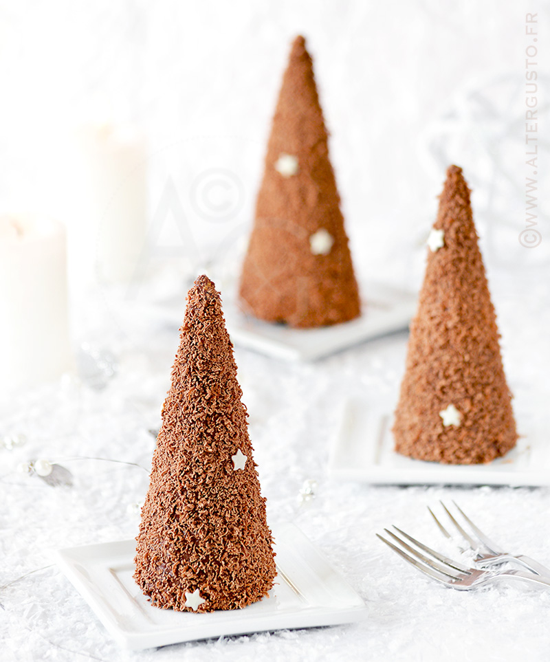 dessert individuel de noel chocolat en forme de sapin